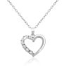 IGI Certified 0.04 Carat Diamond Heart Necklace In Sterling Silver, 18 Inches Image-1