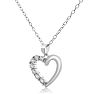 IGI Certified 0.04 Carat Diamond Heart Necklace In Sterling Silver, 18 Inches Image-2