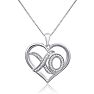 0.12 Carat Diamond XO Heart Necklace In Sterling Silver, 18 Inches Image-1