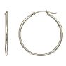 14 Karat White Gold Polish Finished 25mm Hoop Earrings With Hinge With Notched Closure Image-1