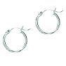 14 Karat White Gold Polish Finished 25mm Hoop Earrings With Hinge With Notched Closure Image-1