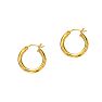 14 Karat Yellow Gold Polish Finished 15mm Hoop Earrings With Hinge With Notched Closure Image-1