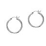 14 Karat White Gold Polish Finished 20mm Hoop Earrings With Hinge With Notched Closure Image-1