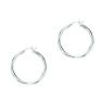 14 Karat White Gold Polish Finished 25mm Hoop Earrings With Hinge With Notched Closure Image-1