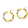 14 Karat Yellow Gold Polish Finished 25mm Hoop Earrings With Hinge With Notched Closure Image-1