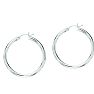 14 Karat White Gold Polish Finished 40mm Hoop Earrings With Hinge With Notched Closure Image-1