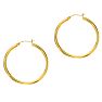 14 Karat Yellow Gold Polish Finished 40mm Hoop Earrings With Hinge With Notched Closure Image-1