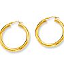 14 Karat Yellow Gold Polish Finished 30mm Hoop Earrings With Hinge With Notched Closure Image-1