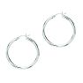 14 Karat White Gold Polish Finished 50mm Hoop Earrings With Hinge With Notched Closure Image-1
