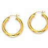 14 Karat Yellow Gold Polish Finished 30mm Hoop Earrings With Hinge With Notched Closure Image-1