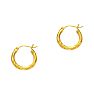 14 Karat Yellow Gold Polish Finished 15mm Diamond Cut Hoop Earrings With Hinge With Notched Closure Image-1
