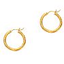 14 Karat Yellow Gold Polish Finished 20mm Diamond Cut Hoop Earrings With Hinge With Notched Closure Image-1