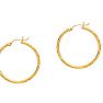 14 Karat Yellow Gold Polish Finished 30mm Diamond Cut Hoop Earrings With Hinge With Notched Closure Image-1