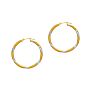 14 Karat Yellow and White Gold Polish Finished 30mm Diamond Cut Hoop Earrings With Hinge With Notched Closure Image-1