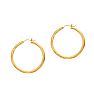 14 Karat Yellow Gold Polish Finished 35mm Diamond Cut Hoop Earrings With Hinge With Notched Closure Image-1