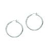 14 Karat White Gold Polish Finished 35mm Diamond Cut Hoop Earrings With Hinge With Notched Closure Image-1