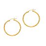 14 Karat Yellow Gold Polish Finished 45mm Diamond Cut Hoop Earrings With Hinge With Notched Closure Image-1