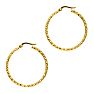 14 Karat Yellow Gold Polish Finished 27mm etched Hoop Earrings With Hinge With Notched Closure Image-1