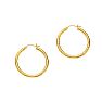 14 Karat Yellow Gold Polish Finished 30mm Etched Hoop Earrings With Hinge With Notched Closure Image-1