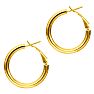 14 Karat Yellow Gold Polish Finished 20mm Hoop Earrings With Omega Backs  Image-1