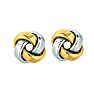 14 Karat Two-Tone Yellow and White Gold Polish Finished 9mm Love Knot Stud Earrings With Friction Backs  Image-1