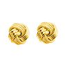 14 Karat Yellow Gold Polish Finished 10mm Multi-Textured Love Knot Stud Earrings With Friction Backs Image-1