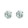 14 Karat White Gold Polish Finished 9mm Multi-Textured Love Knot Stud Earrings With Friction Backs  Image-1