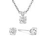 1/4 Carat Diamond Stud Earrings In White Gold With Free Matching Pendant Image-1
