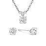 1/4 Carat Diamond Stud Earrings In White Gold With Free Matching Pendant Image-2