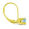 Aquamarine Earrings: Aquamarine Jewelry: 1/2ct Solitaire Aquamarine Leverback Earrings, 14k Yellow Gold Image-2