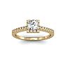 Cheap Engagement Rings, 1/2 Carat Square Halo With Round Brilliant Solitaire Diamond Engagement Ring in 14 Karat Yellow Gold Image-1