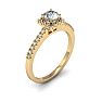 Cheap Engagement Rings, 1/2 Carat Square Halo With Round Brilliant Solitaire Diamond Engagement Ring in 14 Karat Yellow Gold Image-2