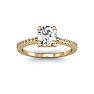 1 Carat Square Halo With Round Brilliant Solitaire Diamond Engagement Ring in 14 Karat Yellow Gold Image-1