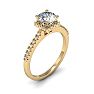 1 Carat Square Halo With Round Brilliant Solitaire Diamond Engagement Ring in 14 Karat Yellow Gold Image-2