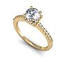 1 Carat Square Halo With Round Brilliant Solitaire Diamond Engagement Ring in 14 Karat Yellow Gold Image-4