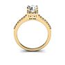 1 Carat Square Halo With Round Brilliant Solitaire Diamond Engagement Ring in 14 Karat Yellow Gold Image-5