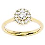 3/4 Carat Halo Diamond Engagement Ring In 14 Karat Yellow Gold Image-1