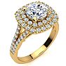 1 1/4 Carat Double Halo Diamond Engagement Ring in 14 Karat Yellow Gold Image-2