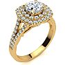 1 1/2 Carat Double Halo Diamond Engagement Ring in 14 Karat Yellow Gold Image-2