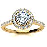 1 Carat Round Halo Diamond Engagement Ring in 14K Yellow Gold. Very Popular, Super Beautiful, Classically Elegant
 Image-1