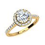 1 Carat Round Halo Diamond Engagement Ring in 14K Yellow Gold. Very Popular, Super Beautiful, Classically Elegant
 Image-2