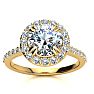 2.00 Carat Perfect Halo Diamond Engagement Ring In 14K 14 Karat Yellow Gold Image-1