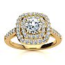 1 Carat Double Halo Diamond Engagement Ring in 14 Karat Yellow Gold  Image-1