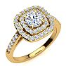 1 Carat Double Halo Diamond Engagement Ring in 14 Karat Yellow Gold  Image-2