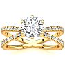 Modern X Band 1.25 Carat Solitaire Engagement Ring With 48 Side Diamonds in 14K Yellow Gold Image-1