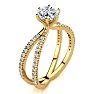 Modern X Band 1.25 Carat Solitaire Engagement Ring With 48 Side Diamonds in 14K Yellow Gold Image-4