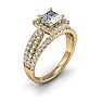 1.50 Carat Elegant Princess Cut Diamond Halo Engagement Ring With 70 Fiery Accent Diamonds In 14 Karat Yellow Gold Image-2
