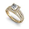 1.50 Carat Elegant Princess Cut Diamond Halo Engagement Ring With 70 Fiery Accent Diamonds In 14 Karat Yellow Gold Image-4