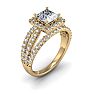 2.00 Carat Elegant Princess Cut Diamond Halo Engagement Ring With 70 Fiery Accent Diamonds In 14 Karat Yellow Gold Image-2