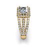 2.00 Carat Elegant Princess Cut Diamond Halo Engagement Ring With 70 Fiery Accent Diamonds In 14 Karat Yellow Gold Image-3